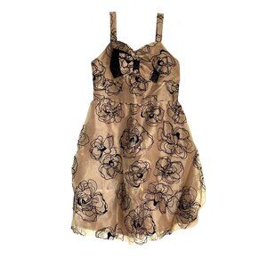Girls Gold & Black Floral Sleeveless Dress Size 10